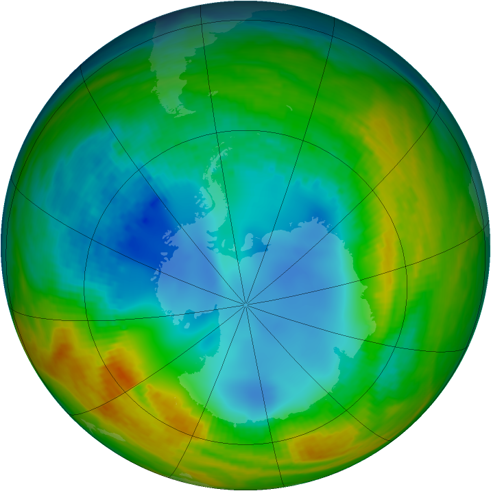 Antarctic ozone map for 06 August 1986